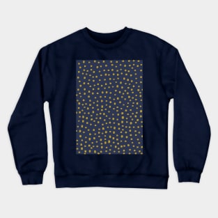 Mustard Yellow Spots on Dark Blue Crewneck Sweatshirt